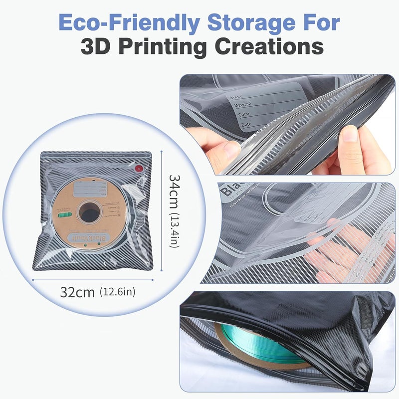 Vacbird 30pcs Filament Storage Bags Light-Proof Vacuum Storage Kit with USB Pump, 3D Printer Filament Vacuum Sealed Bags for Keeping Dry, Plus Size 32X34cm - Image 3